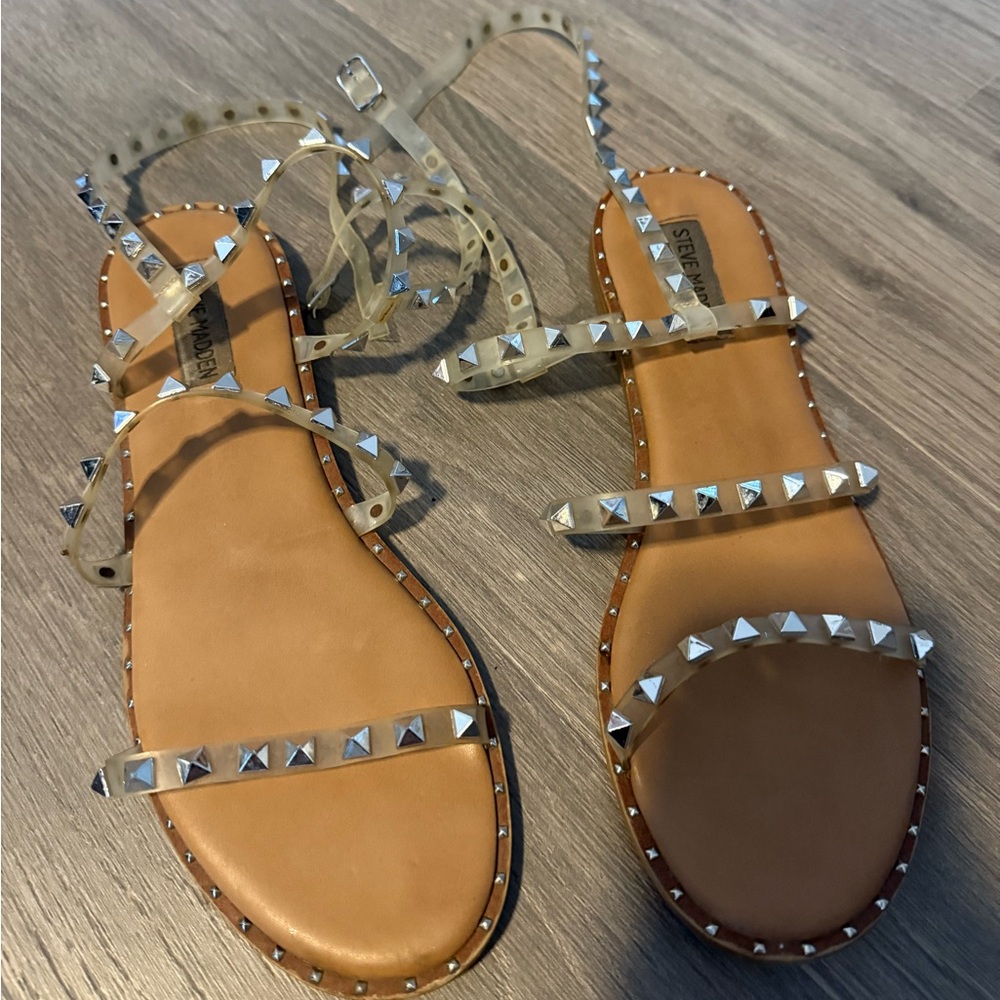 Steve Madden Beige Studded Sandals